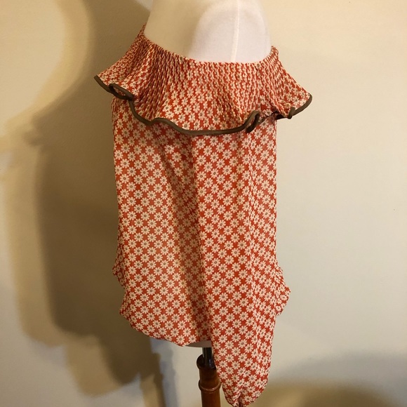 A’reve Anthropologie Red Off Shoulder Floral Top - Picture 9 of 11